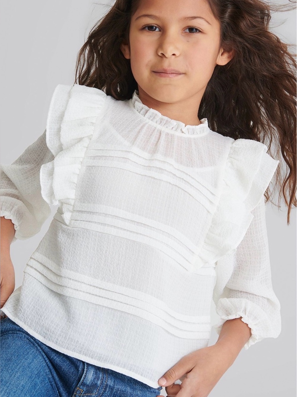Ruffle Shoulder Blouse in White.New no tags